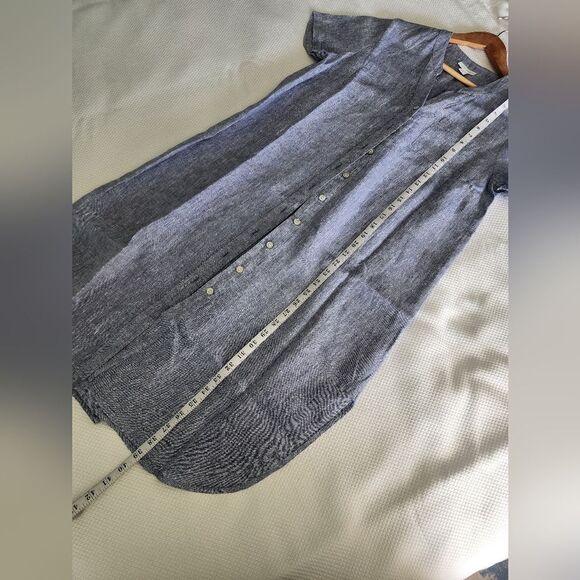 J. Jill Blue Linen Midi Dress with V-Neck - Picture 6 of 8